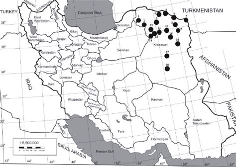 Map of Iran and the position of Khorasan provinces, where the specimens... | Download Scientific ...