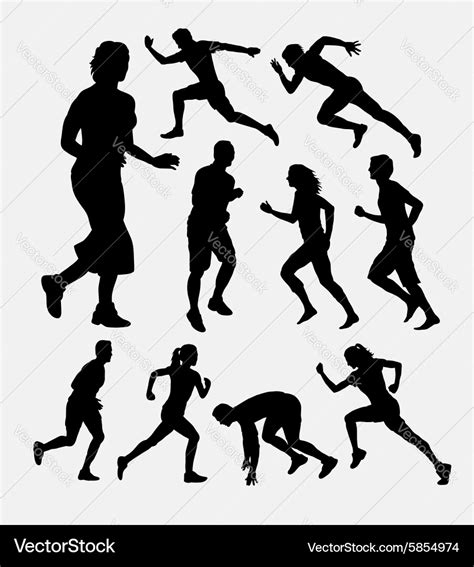 People running silhouettes Royalty Free Vector Image