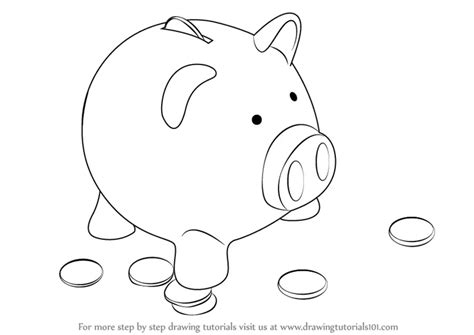 How to Draw a Piggy Bank (Everyday Objects) Step by Step ...