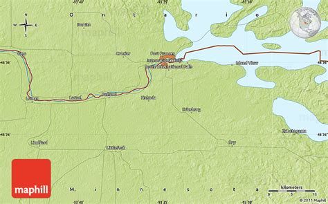 Physical Map of International Falls