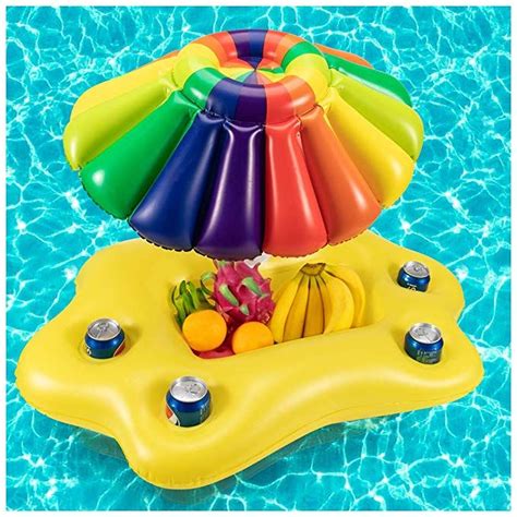 Biubee Inflatable Sun Umbrella Drink Holder- Multi Floating Beverage Salad Fruit Serving Bar ...