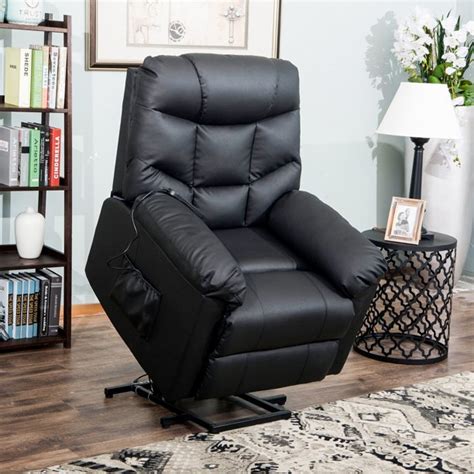 Clearance! Electric Lift Recliners for Elderly, Black PU Leather Lift ...