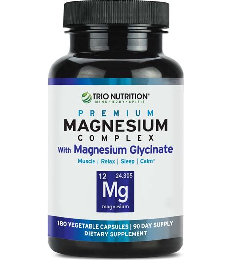 Trio Nutrition Magnesium Glycinate Complex Supplement with Vitamin B6 | 90 Day Supply - Walmart.com