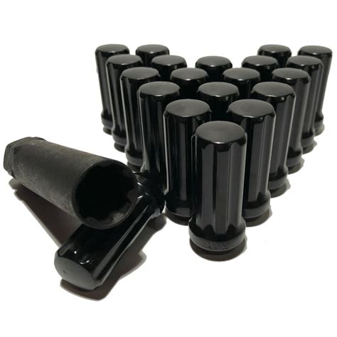 20 Black 14x1.5 Long 7 Spline Lug Nuts 1.90" Tall XL Locks With Key Chevy GMC - Walmart.com ...