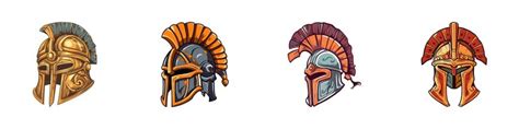 Premium Vector | Cartoon gladiator helmet set Vector illustration