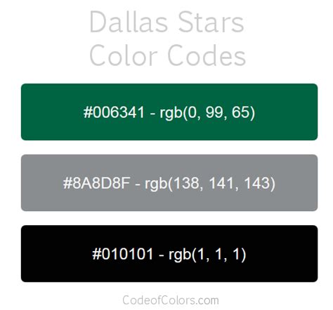 Dallas Stars Colors - Hex and RGB Color Codes