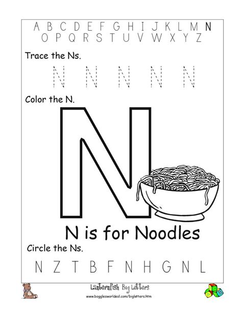 Letter Nn Worksheets For Preschool | AlphabetWorksheetsFree.com