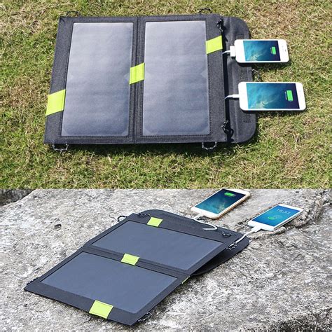 14W Solar Phone Charger Dual USB 5V 3A SunPower Solar Panel Power ...