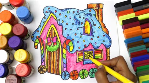 Learning How to Draw Candy House | colouring for Kids with Colored ...