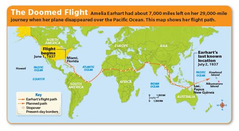 Amelia Earhart Route Map