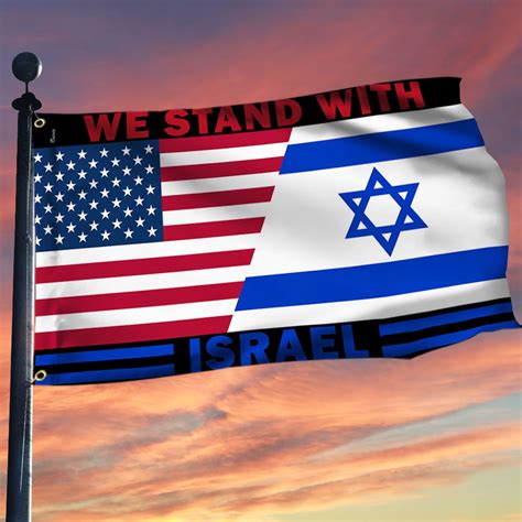 We Stand With Israel American Israeli Grommet Flag TQN1902GF - Flagwix