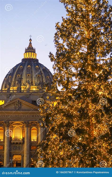 Christmas Tree in St Peter`s Square in the Vatican City Stock Image ...