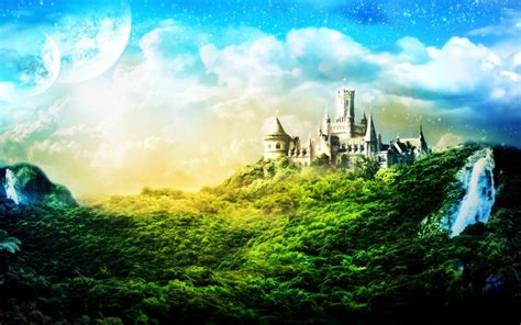 Castle and Two Moons wallpaper - Fantasy wallpapers - #3776