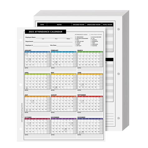 2023 Attendance Calendar Card Stock Paper – Great Employee Work Tracker | Printed on Durable and ...