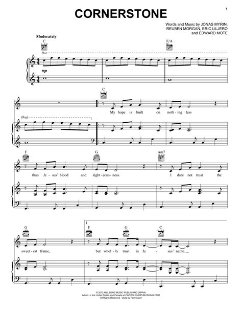 Hillsong LIVE "Cornerstone" Sheet Music Notes | Download Printable PDF ...