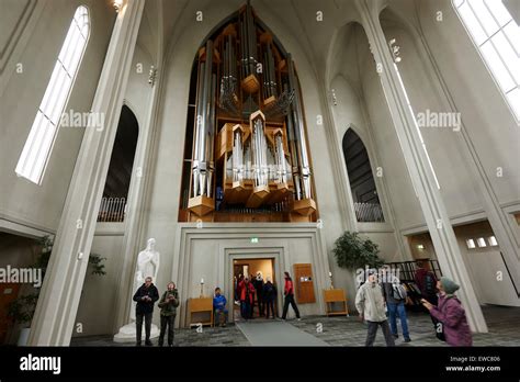 pipe organ inside the Hallgrimskirkja church Reykjavik church of Stock ...