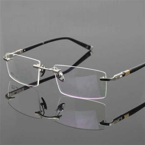 Titanium Eyeglasses Rimless Ultra Light Myopia Optical Frame Prescription Glasses Frames for Men ...