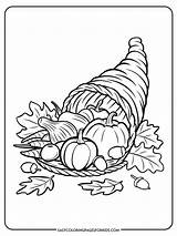 Cornucopia Coloring Pages 4 Free Printable  Easy sketch template