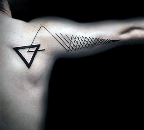 60 linear triangle tattoo art design ideas Geometric Line Tattoo, Triangle Tattoo Design ...