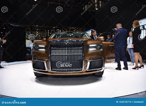 Geneva, Switzerland - March 05, 2019: Aurus Senat - Geneva International Motor Show 2019 ...