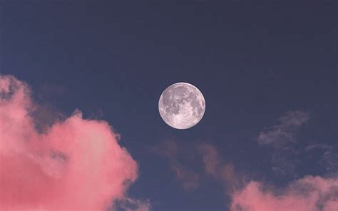 Moon, clouds, pink, sky, full moon 16:10 background HD wallpaper | Pxfuel