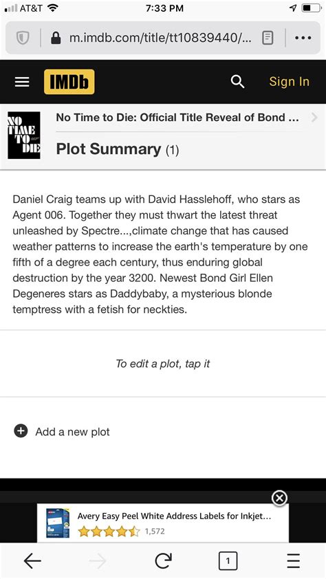 No Time To Die’s plot summary on IMDB : r/shittymoviedetails