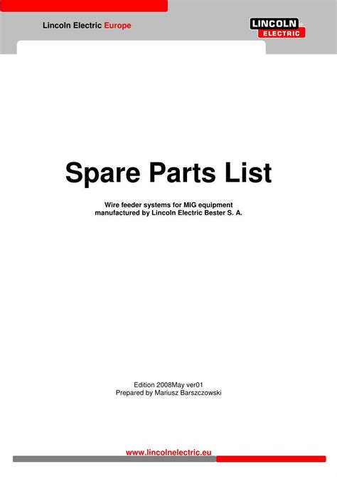 (PDF) Spare Parts List - Lincoln Electricassets.lincolnelectric.com ...