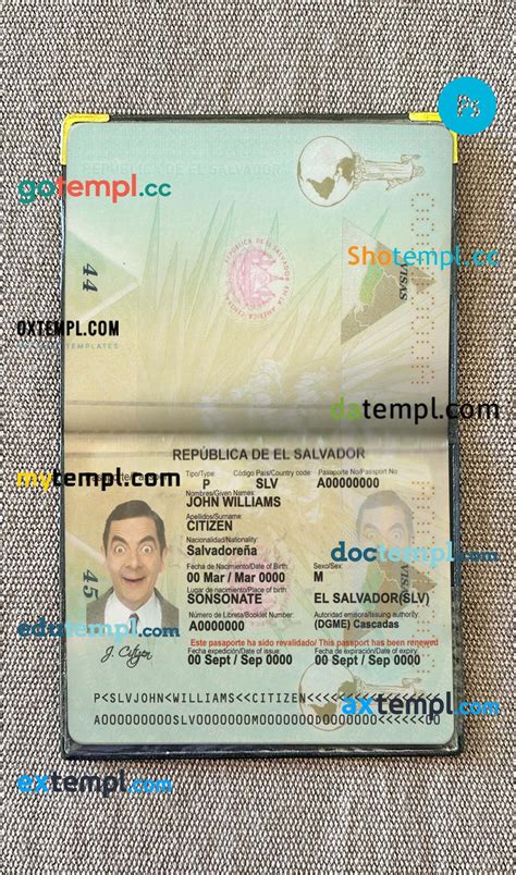 Salvador passport PSD files, scan and photograghed image, 2 in 1 | Oxtempl- we make templates