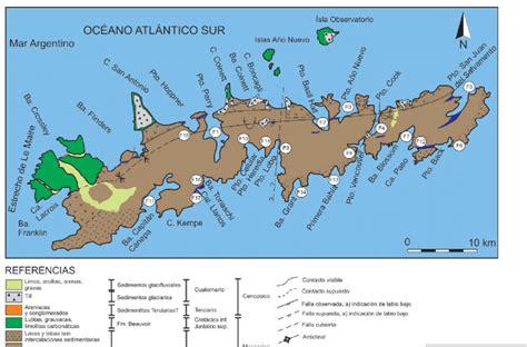 Mapa geológico y unidades litoestratigráficas de isla de los Estados ...