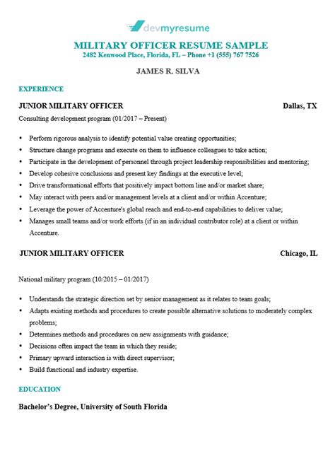 Military Resume | Devmyresume.com