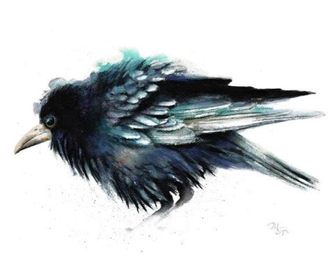 Crow painting watercolor Giclee Print. Nature or by MiraGuerquin