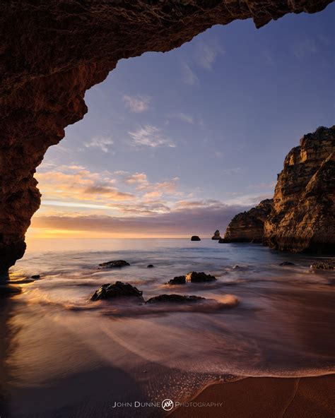 Sunrise at Praia da Dona Ana #1 | Beautiful Irish Landscape Photographs by John Dunne