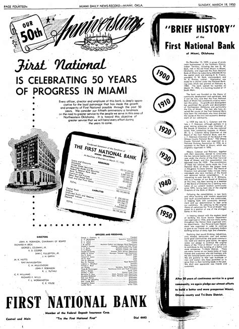 First National Bank history – Miami, Oklahoma History