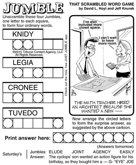 Printable Jumble Puzzle - Printable Crossword Puzzles