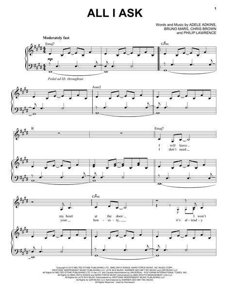 All I Ask | Sheet Music Direct