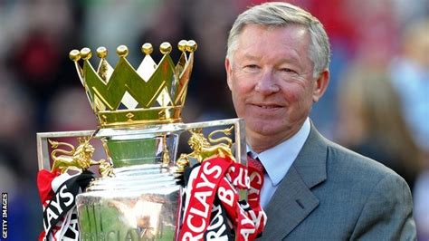 Sir Alex Ferguson with the Premier League trophy