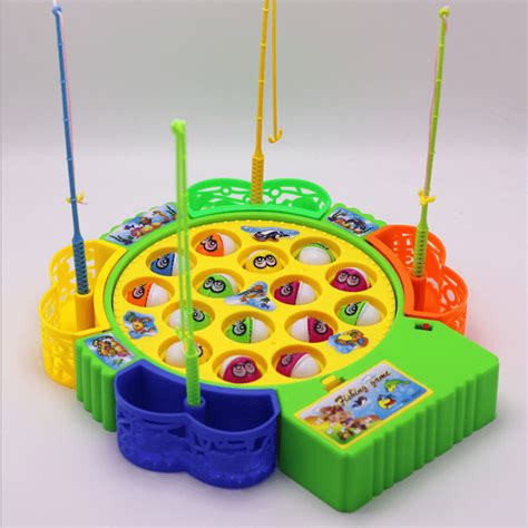 Fishing Game Toy Set with Music On/Off Switch for Quiet Play with 4 Fishing Poles Safe and ...