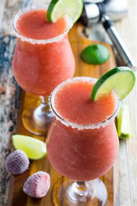 Frozen Strawberry Margarita From Scratch • Dishing Delish