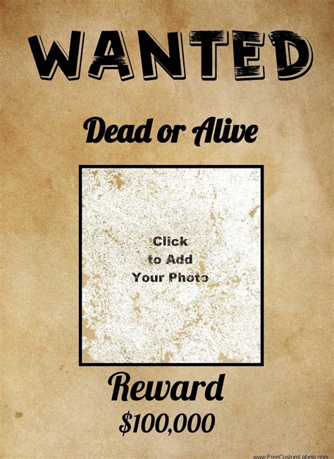 Wanted Poster Printable Template - Printable Templates