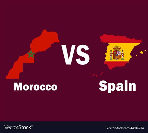 Morocco vs spain map with names symbol design Vector Image