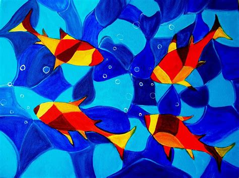 Joy Fish Abstract Painting by Manjiri Kanvinde