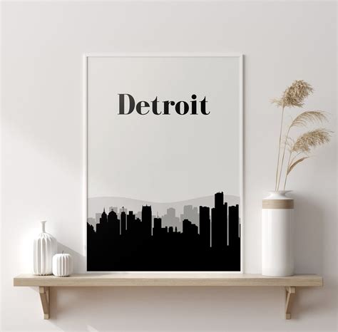 Detroit Wall Art Print Detroit Art Detroit Skyline Detroit - Etsy