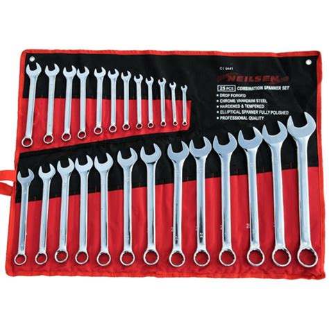 Neilsen 25pc Fully Polished Metric Combination Spanner Wrench Set 6mm ...