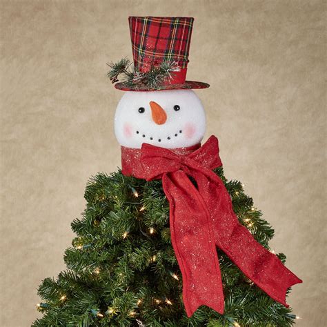 Plaid Tidings Snowman Tree Topper | Snowman tree topper, Christmas tree ...