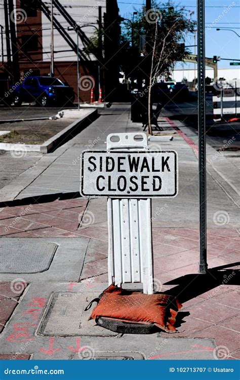 Sidewalk closed sign stock image. Image of posted, information - 102713707