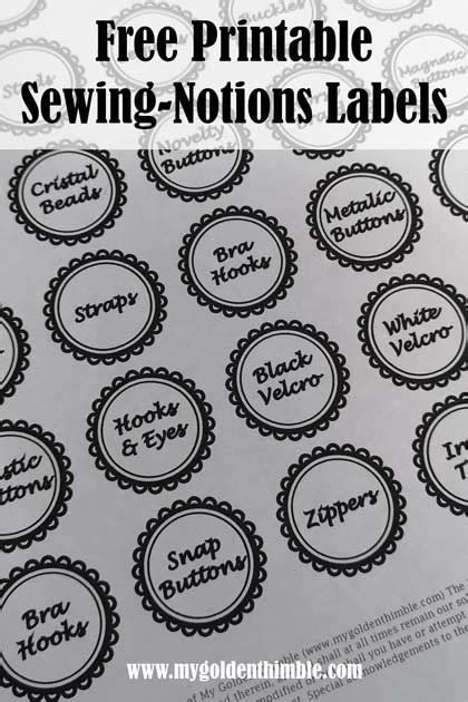 Free Sewing Organization Labels: Tools and Notions