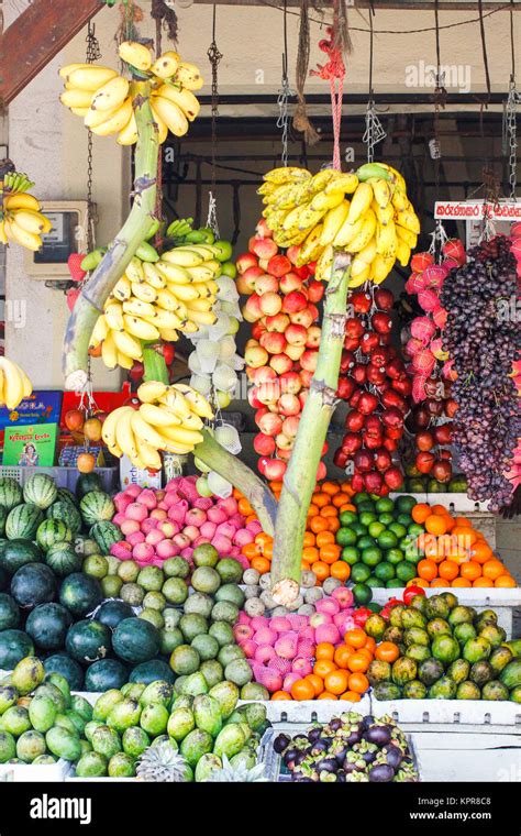 Fruits and Vegetables stand in one of many farmers market in Sri Lanka ...