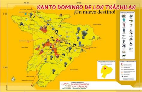 Mapa turístico de atracciones en Santo Domingo de los Tsachilas, Ecuador - PlanetAndes