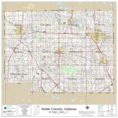 Noble County Indiana 2020 Wall Map | Mapping Solutions