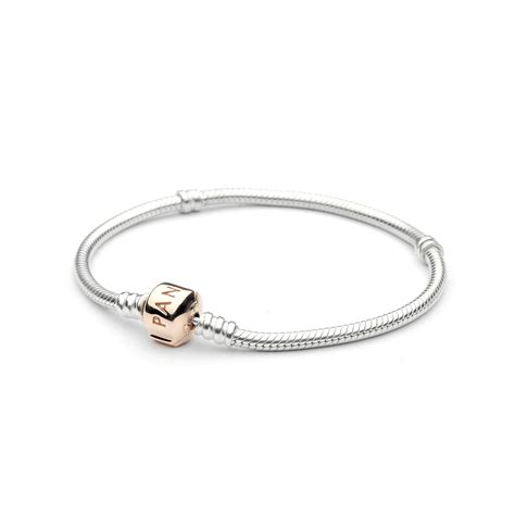 Pandora Moments Snake Chain Bracelet, Sterling Silver and 14k Ros